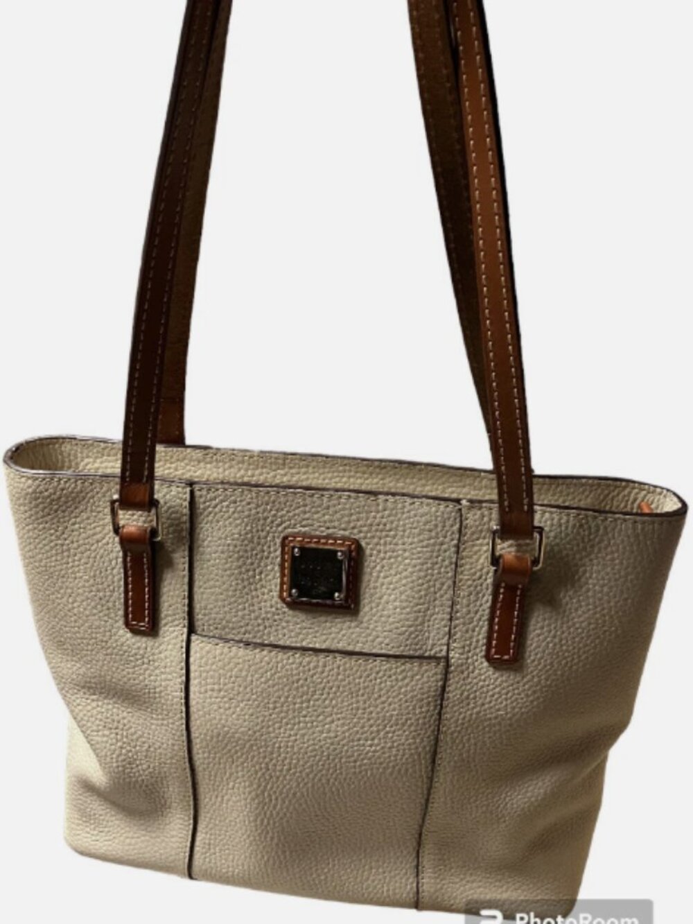 DOONEY AND BOURKE LEXINGTON PEBBLE LEATHER TOTE BAG PURSE BEIGE